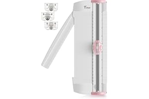 Firbon 3-in-1 Paper Cutter, 9" Compact A5 Paper Trimmer with Straight Cut, Scoring & Perforating Blades for Cardstock, Scrapbooking, Crafting, Labels & Home Office (Pink)