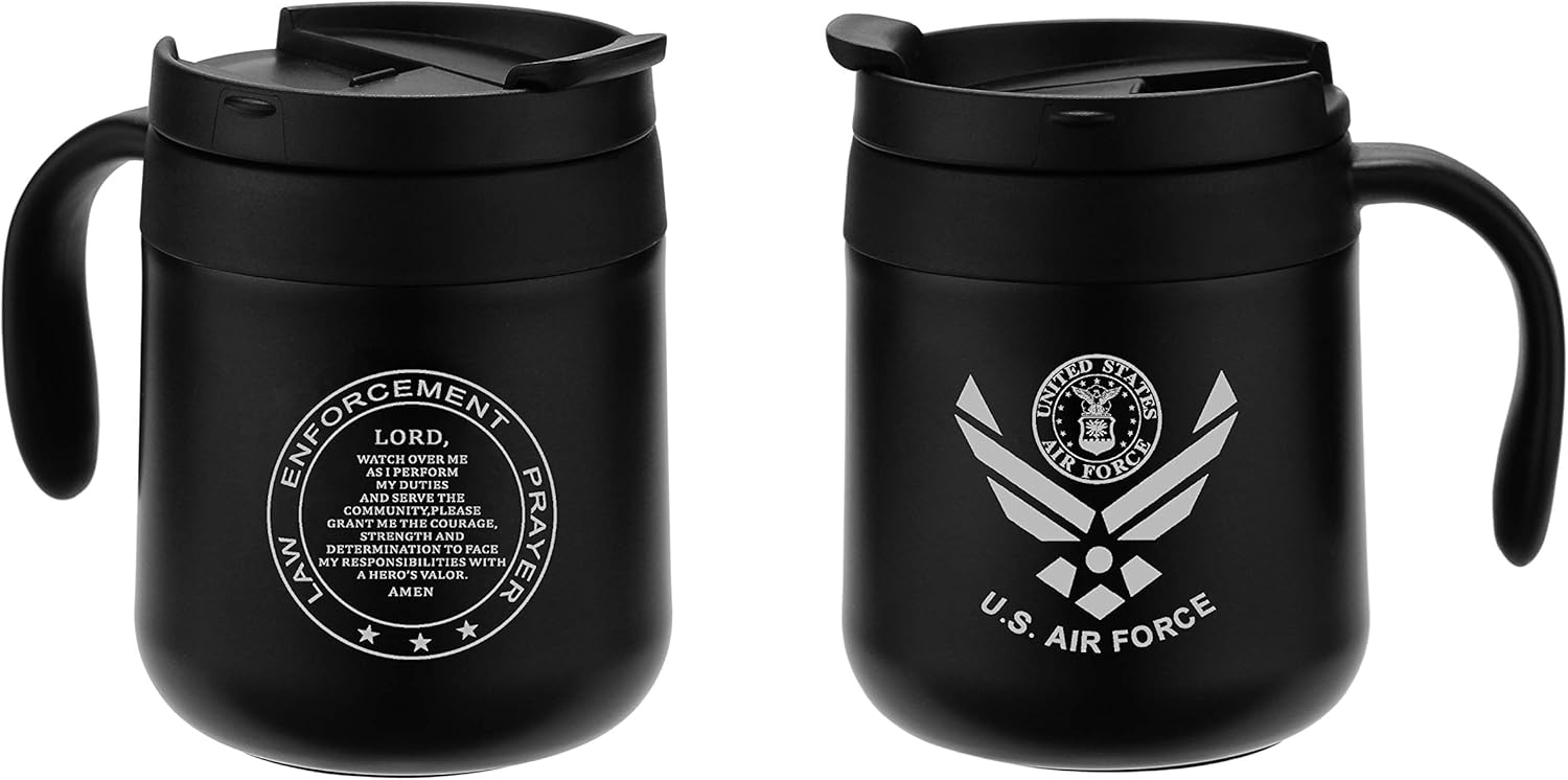 FAYERXL Engraved U.S.Air Force Coffee Mugs with Handles,United States Air Force Prayer Veterans Day Gift Military Wine Cup (US Air Force)