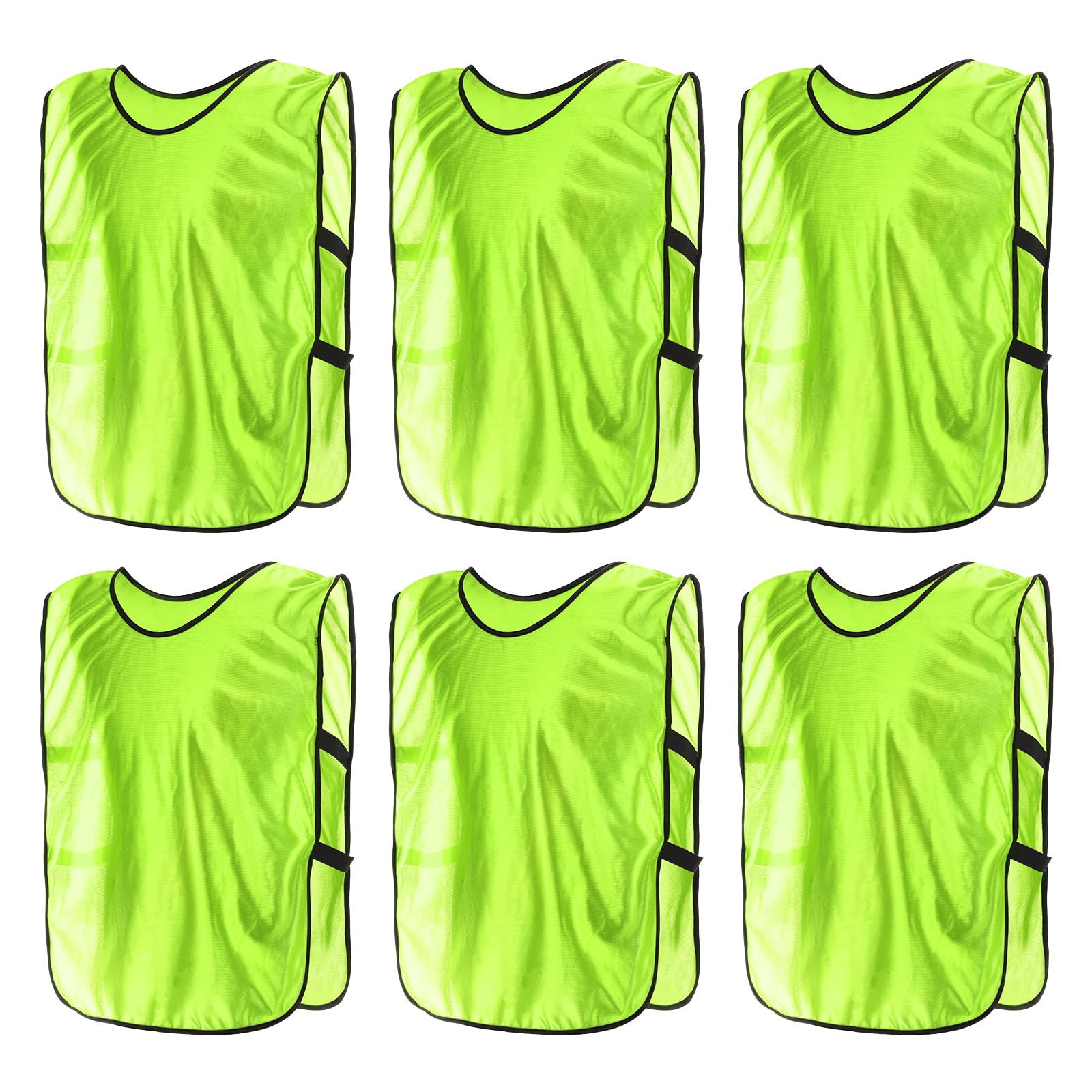 PATIKIL Scrimmage Vest, 6 Pack Small Soccer Pennies Soccer Jersey Training Vests Team Sports Pinnies Youth Football Practice Jerseys Fits Height 90cm to 115cm, Fluorescent Green