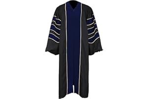 Newrara Unisex Deluxe Doctoral Graduation Gown,Doctoral Regalia Gown with Gold Piping