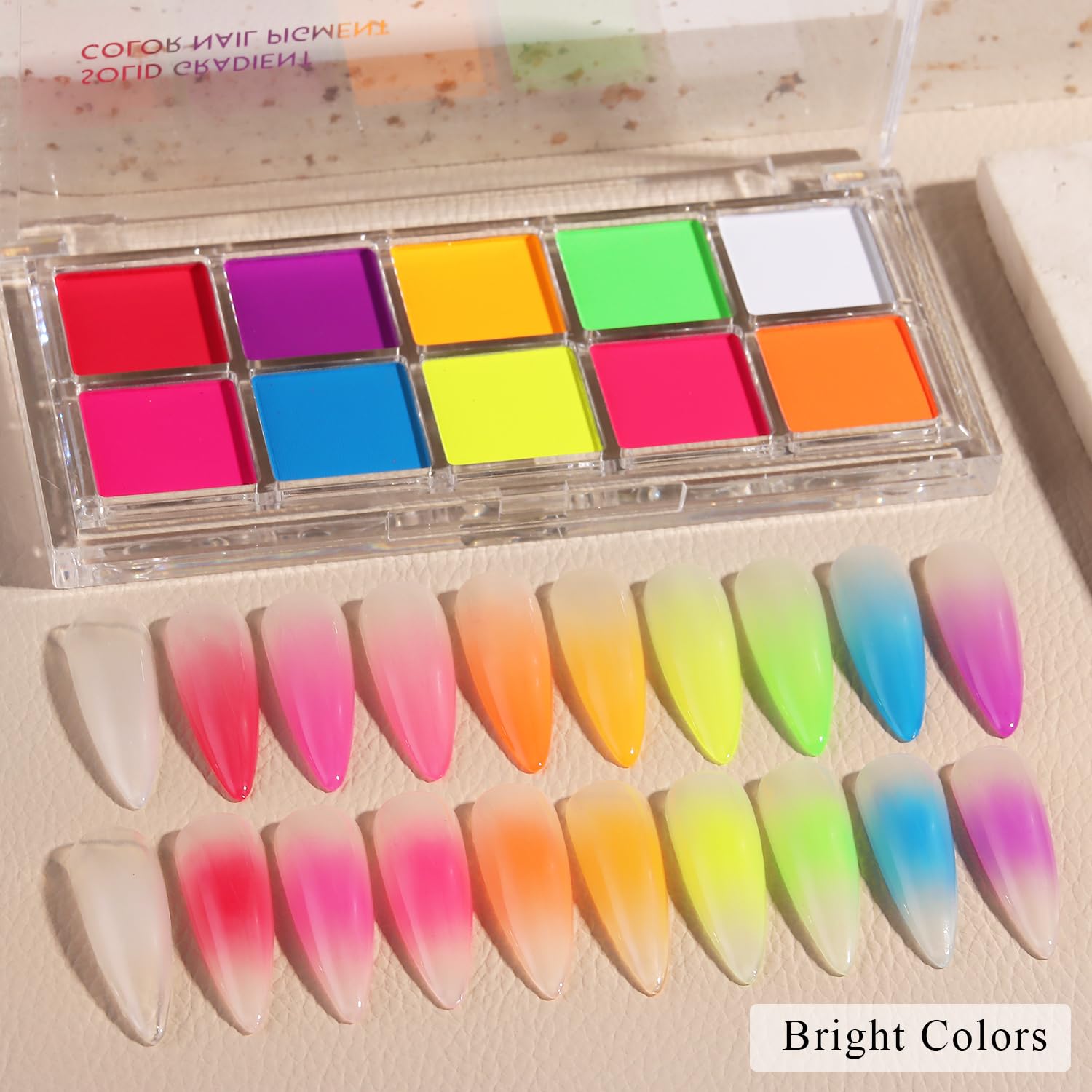 Fcozpjk Neon Phosphor Pigment Powder Set 10 Colors Solid Neon Pigment Powder for Nails Fluorescent Nail Glitter Aura Nail Powder Summer Nail Decoration Ombre Gradient Rub Dust Manicure Glitter - Image 3