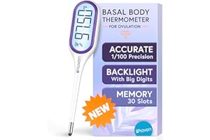IPROVÈN iProven Basal Body Thermometer with Backlight & Big Digits, 1/100 Degree High Precision, BBT for Ovulation Tracking, 30 Memory Recall, Accurate Fertility Temperature Tracker