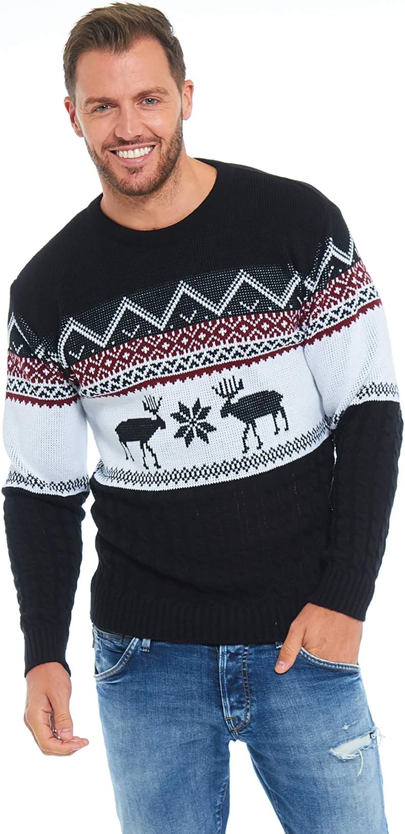 LEKEEZยฎ Christmas Jumpers Unisex Mens Womens Ladies Xmas Novelty Knitted Sweater 2019 XS - 4XL