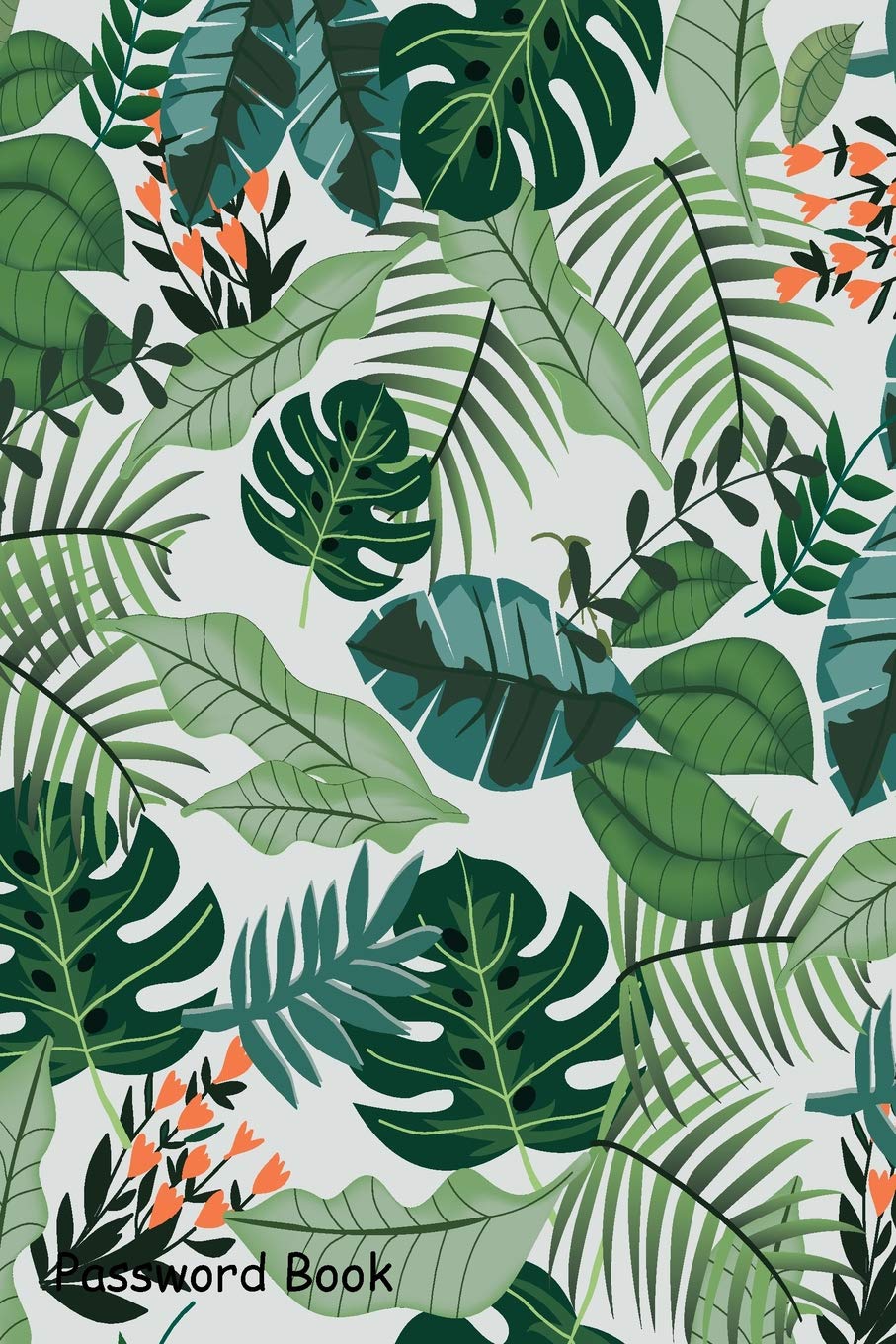 Password Book: Include Alphabetical Index With Greenery tropical jungle