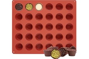 JOERSH 30-Cup Chocolate Candy Mold/Bite Size Peanut Butter Cup Mold Silicone Molds for Chocolate, Jello, Keto Fat Bombs and Cordial