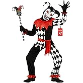 Morph, Jester Costume Kids, Halloween Costumes for Kids | Hooded Harlequin Outfit with Matching Trousers, Gloves, Tie Belt Included, Perfect for Halloween, Fun for Dressing Up