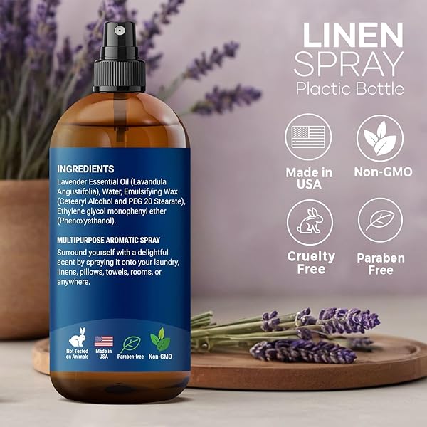 LAVENDER LINEN SPRAY 8 FL OZ – REFRESHING FABRIC REFRESHER & PILLOW SPRAY FOR BEDDING, BED SHEETS & ROOM – SOOTHING ROOM MIST – NEXON BOTANICS