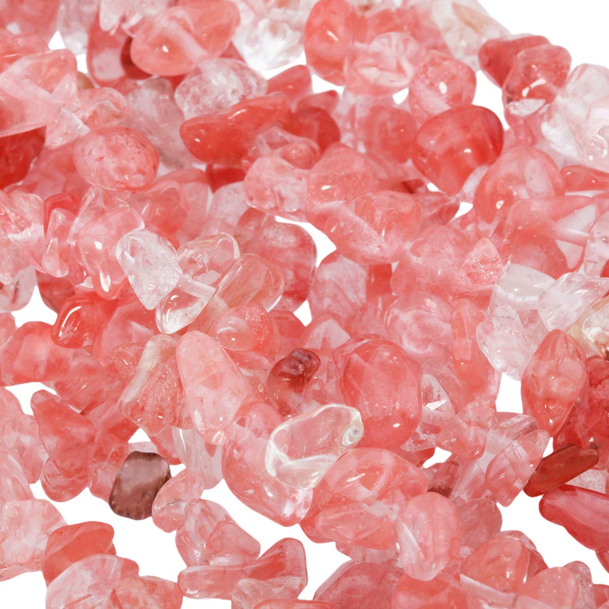 Nupuyai Cherry Quartz Irregular Polished Beads for DIY Jewelry Making Bracelet Necklace, Chip Stones for Chakra Healing 80cm