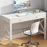 ChooChoo Computer Desk Study for Home Office, Modern Simple 40 Inches Desk with Drawers, Makeup Vanity Console Table, White