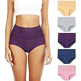 Senllori Women Cotton Underwear High Waist Panties Ladies Panty Plus Size Briefs Multipack