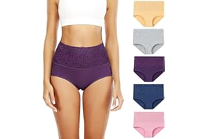 Senllori Women High Waisted Cotton Underwear Tummy Control Briefs Ladies Soft Full Coverage Panties Multipack