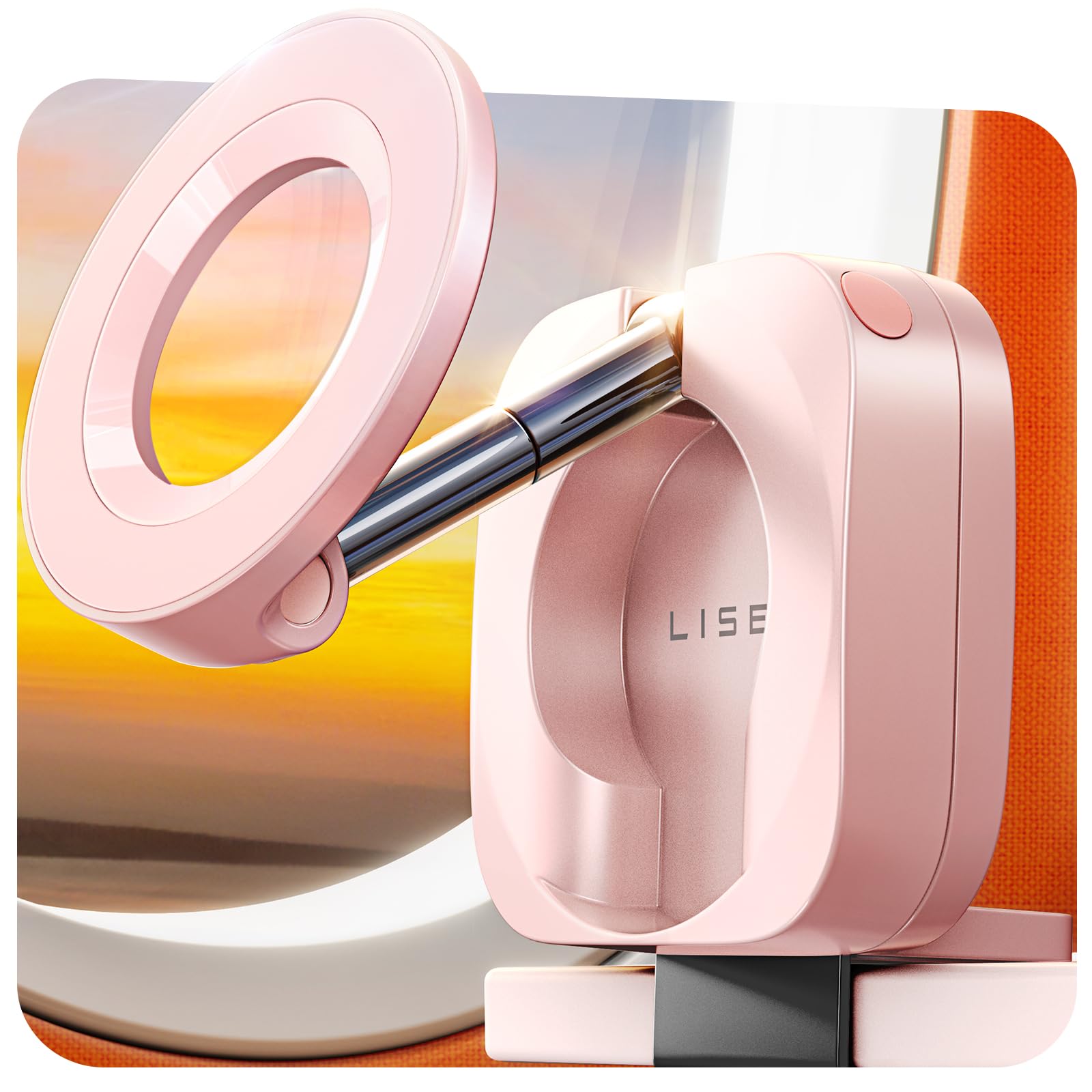 Photo 1 of LISEN Airplane Phone Holder Travel Essentials for Women Long Flight Essentials Must Haves Handsfree for MagSafe Phone Stand Beach Vacation Cruise Essentials 2025 for iPhone 16 Pink