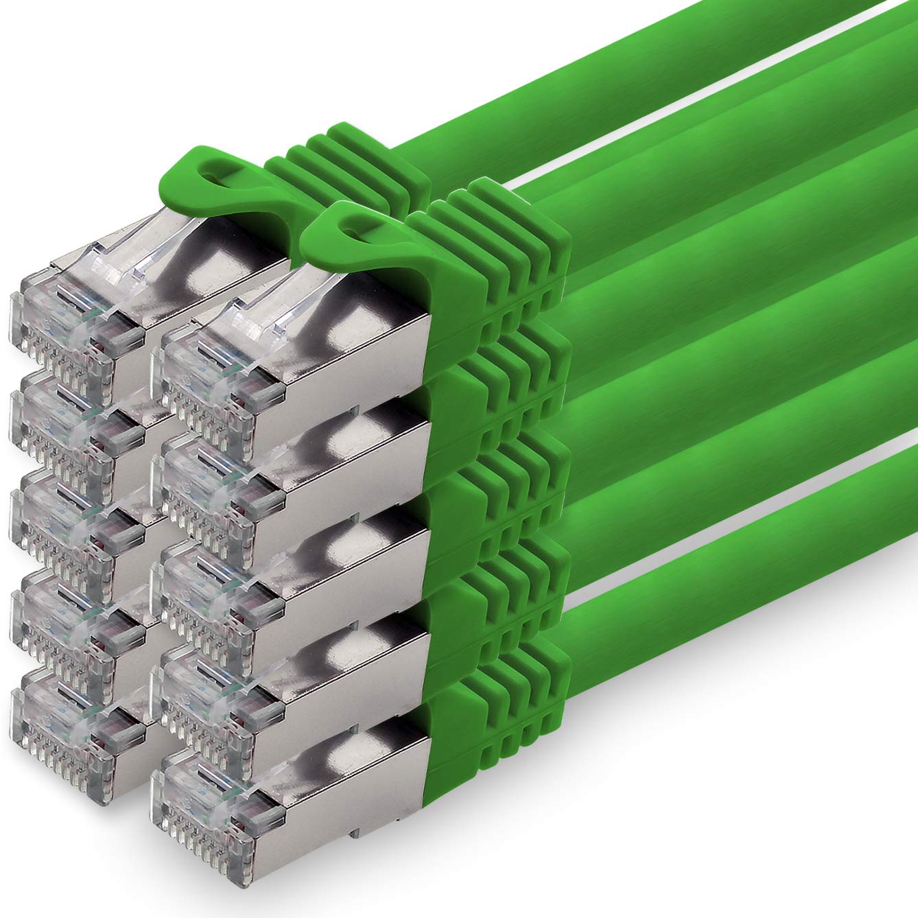 1aTTack.de 7.5 m - green - pack of 10 CAT.7 network cable patch cable SFTP PIMF LSZH Gigabit Lan cable 10Gb s cat7 raw cable with RJ45 connector Cat6a compatible with CAT5 CAT6 cat7 cat8