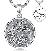 MEIDERBO Zodiac Necklace 925 Sterling Silver Constellation Celestial Necklace Zodiac Sign Charm Horoscope Astrology Jewelry Birthday Gifts for Men Women Christmas