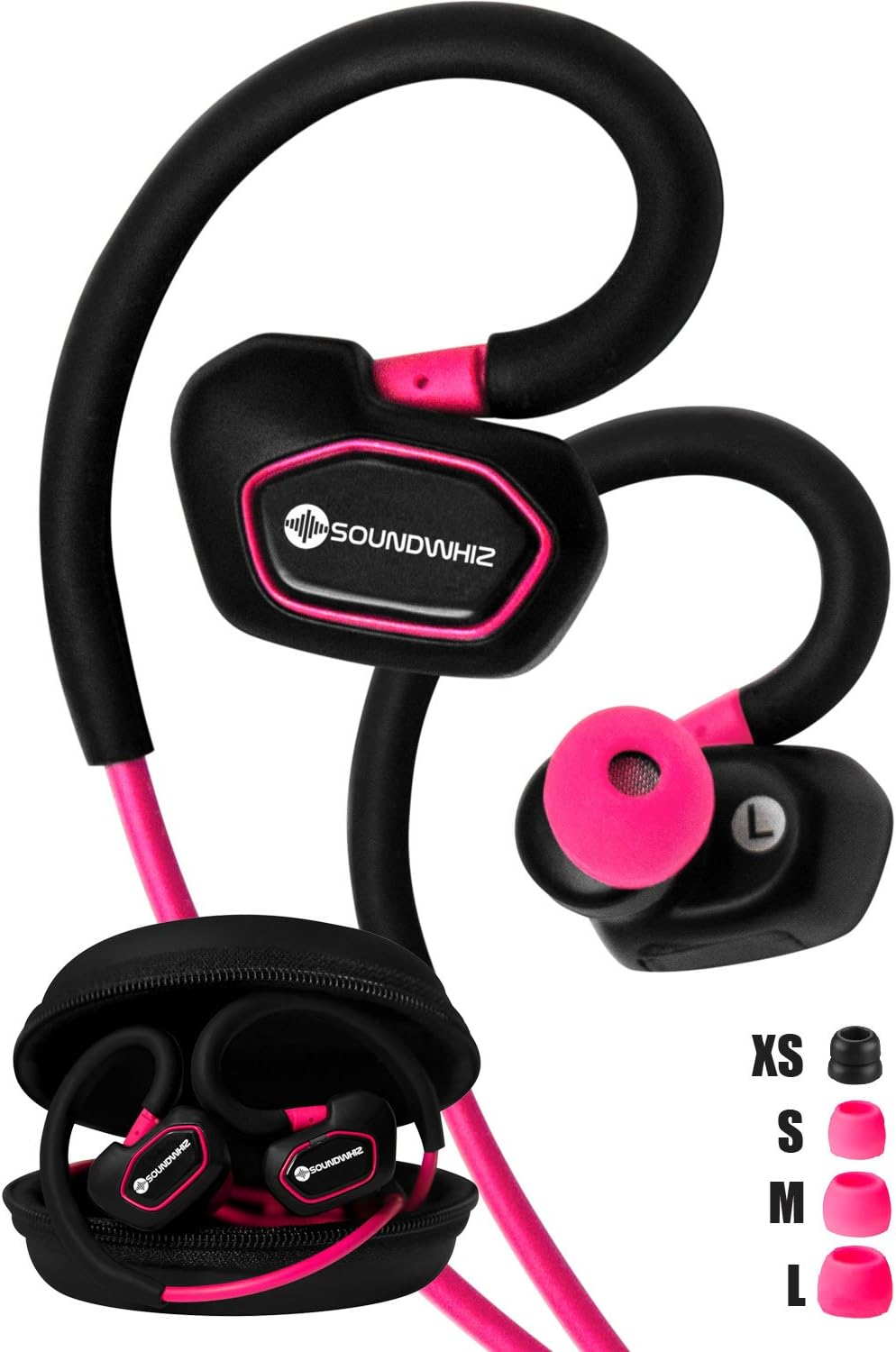Bluetooth Earbuds. SoundWhiz Spark Best Wireless Earbuds. Stable Fit For Running, Cycling, Gym, Yoga, Fitness. Wireless Headset with Mic. Pink.