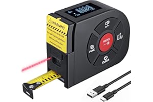 BINTA 2-in-1 Laser Tape Measure 164Ft/50M, 16.5Ft/5M Measuring Tape with LCD Digital Display, USB Charging, Laser Level 2 Cla