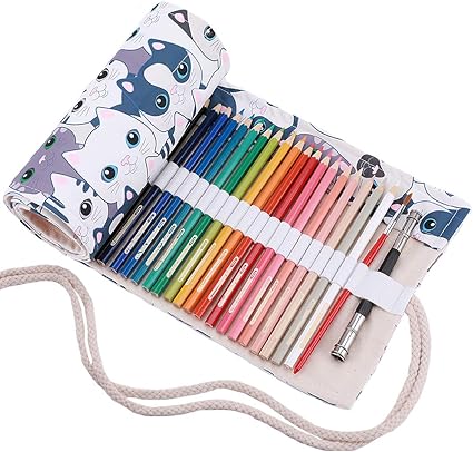 Amoyie Trousse Feutre De Toile Sac à Crayon Rouleaux Pour