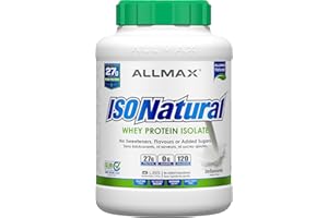 ALLMAX ISONatural Whey Protein Isolate, Unflavoured, 5 lbs, 27g Protein Per Serving, Zero Sugar, Gluten Free, Kosher Dairy