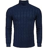 COOFANDY Men's Slim Fit Turtleneck Sweater Casual Twisted Knitted Pullover Sweaters