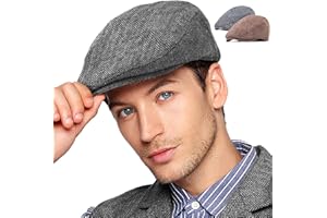 LADYBRO 2Pack Adjustable Newsboy Hats for Men Flat Cap Irish Cabbie Wool Blend Tweed