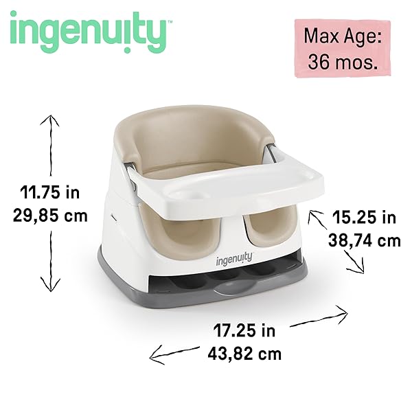INGENUITY BABY BASE 2-IN-1 BOOSTER FEEDING AND FLOOR SEAT WITH SELF-STORING TRAY – CASHMERE