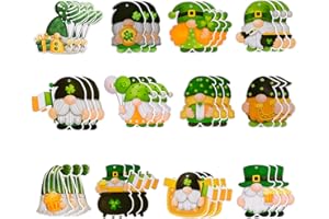 MRHEPHAESTUS St.Patrick's Day Gnome Decorations, 36 Pieces Irish Gnome Shamrock Green Hanging Ornaments with Rope for St. Patrick's Day Tree Decorations Home Party Supplies