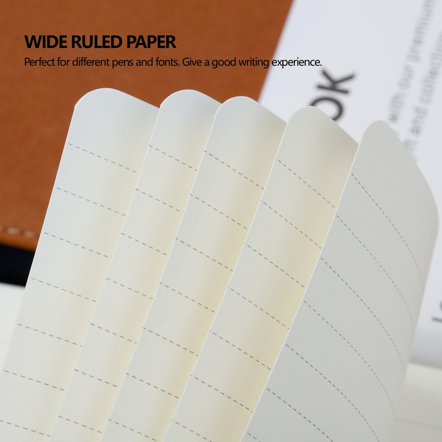 Thick Classic Notebook with Pen Loop - Lemome A5 Wide Ruled Hardcover Writing Notebook with Pocket + Page Dividers Gifts, Banded, Large, 180 Pages, 8.4 x 5.7 in: Office Products