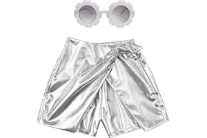 Perfashion Girls' Metallic Skorts Sparkly Shorts with Sunglasses Dancing Skirt 4-13 Years