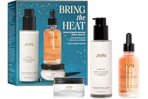JVN Bring The Heat Hair Set | Limited Edition | For Smooth, Shiny, Frizz-Free Hair | Includes Instant Recover Serum & Nourishing Shine Drops & Blowout Styling Milk (5.7 Fl Oz)