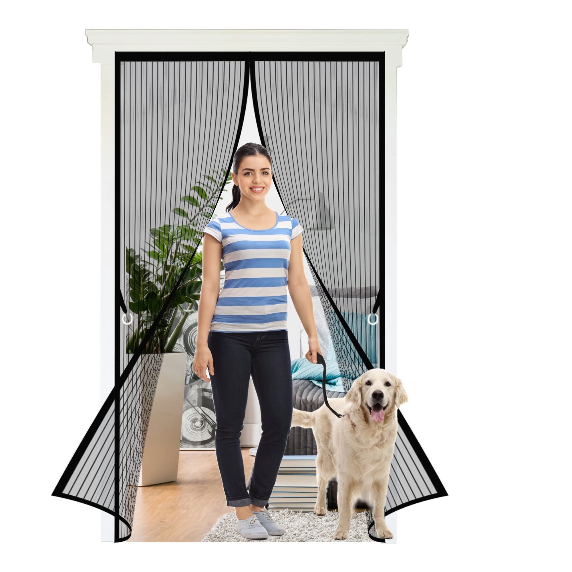 Magnetic Mosquito Net for Doors 85 x 210 cm Magnetic Curtain Mosquito Net Door Easy to Install Ideal for Balcony Doors, Cellars, Terraces, Black