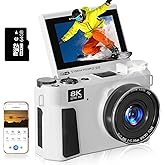 8K Digital Camera for Photography - 88MP Autofocus Vlogging Camera for YouTube with 64GB SD Card, WiFi, 18X Zoom 3" 180° Flip Screen Compact Travel Camera with 2 Batteries for Teens and Beginner