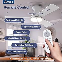 Amico Ceiling Fans with Lights, 42 inch Low Profile