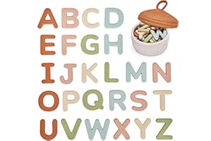 JoyCat Silicone Alphabet Magnetic Letters, 26 Uppercase ABC Fridge Magnets for Toddlers & Kids, Baby Learning Refrigerator Toy Set, Preschool Birthday Gifts for Boys Girls Age 1+ (Muted Color)