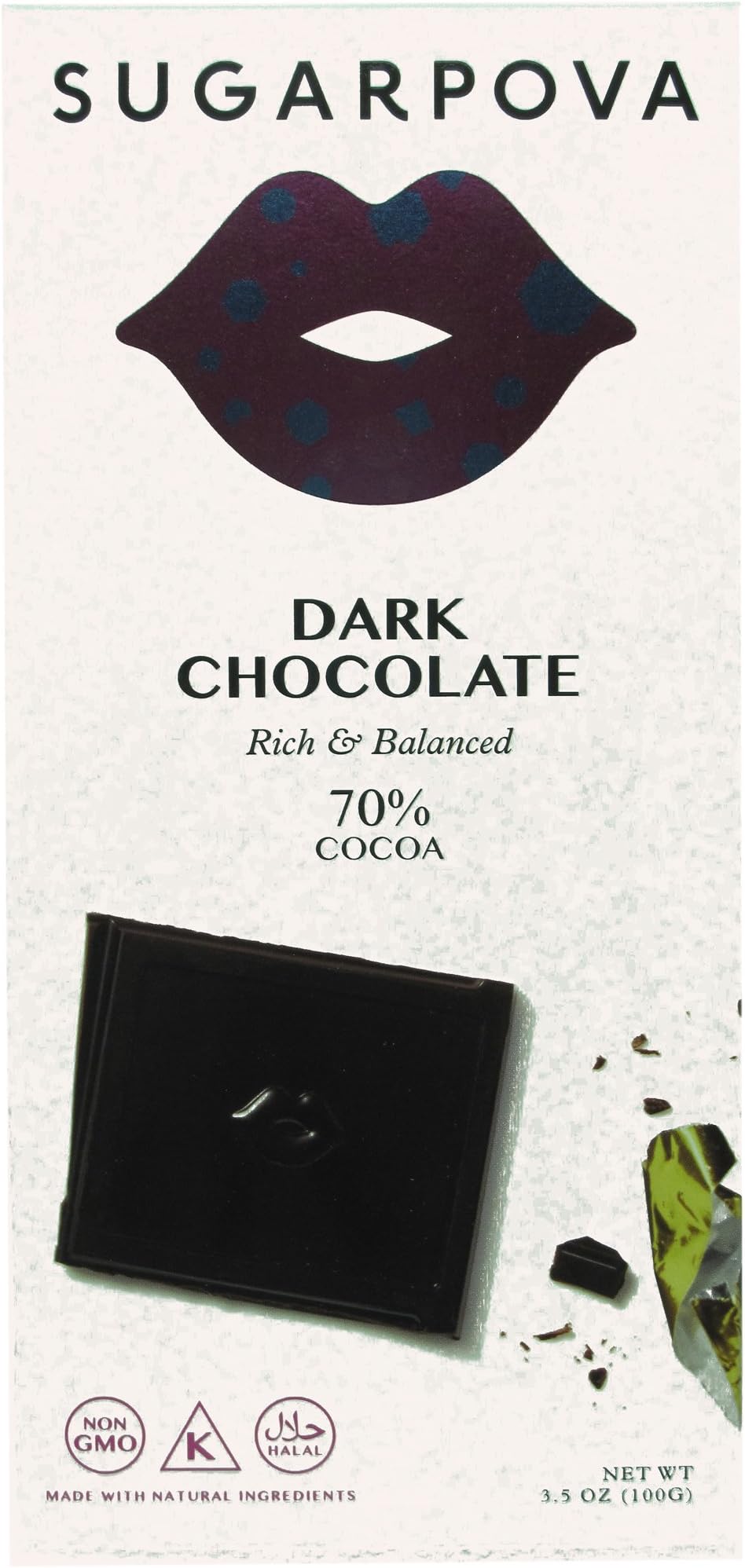 European Chocolate Sugarpova Dark Chocolate 70% Slim Bar, 13.5 oz