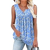 Aodemo Womens 2025 Summer Tank Tops Sleeveless Shirts Henley Tunic Ladies Flowy Casual Blouse for Leggings