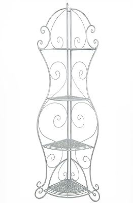 Heather Ann Creations Kitchen Corner Bakers Rack, Antique White