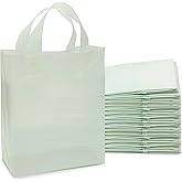 Prime Line Packaging Plastic Gift Bags, Frosted Shopping Bags with Handles for Small Business, Boutiques & Retail Customers, Mint Green Party Favor Bags, Bulk, 8x4x10, 100 Pack