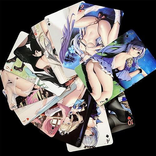 Hentai Playing Cards - Uncensored Adult Poker Cards With Anime Waifu Designs (54 Cards)