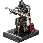 Medieval Armored Knight Pen Holder Figurine Paperweight Phone Stand Iron | Warrior Wearing Outerwear, Resin Bookends, Fancy Desk Organizers Pencil Stand with a Metal Letter Opener for Home and Office