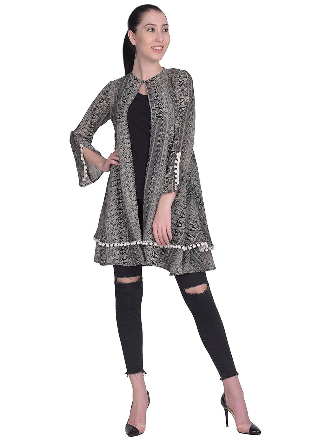 peppytone polyester printed 2 layer umbrella shrug for women