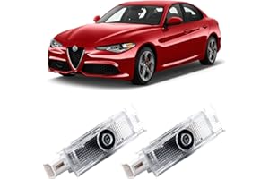 TFSOTLY Never Fade Alfa Romeo Door Light Logo, Projection Ghost Shadow Welcome Puddle Light Compatible with Stelvio Mito Giulietta Giulia 147 159 Accessories (Red)