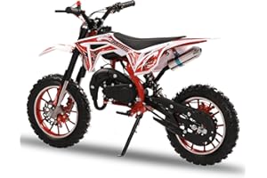 GIFZES 49cc 2-Stroke Kids Dirt Bike, Pocket Gas Motorbike, Off Road Gas Power Mini Pocket Motorcycle with Front Rear Disc Brakes, Mini Dirt Scooter Bike Pocket, Racing Max Speed 40km/H (Red)