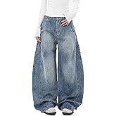 Baggy Barrel Jeans for Men Women Y2K Vintage Oversized Jeans Fashion Grunge Causal Straight Leg Denim Pants