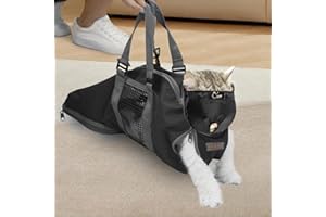 Cinf Cat Nail Clipping Cleaning Grooming Restraint Bag （Free Muzzle） No Scratching Biting for Bathing Nail Trimming Injecting Examining(Black,M)