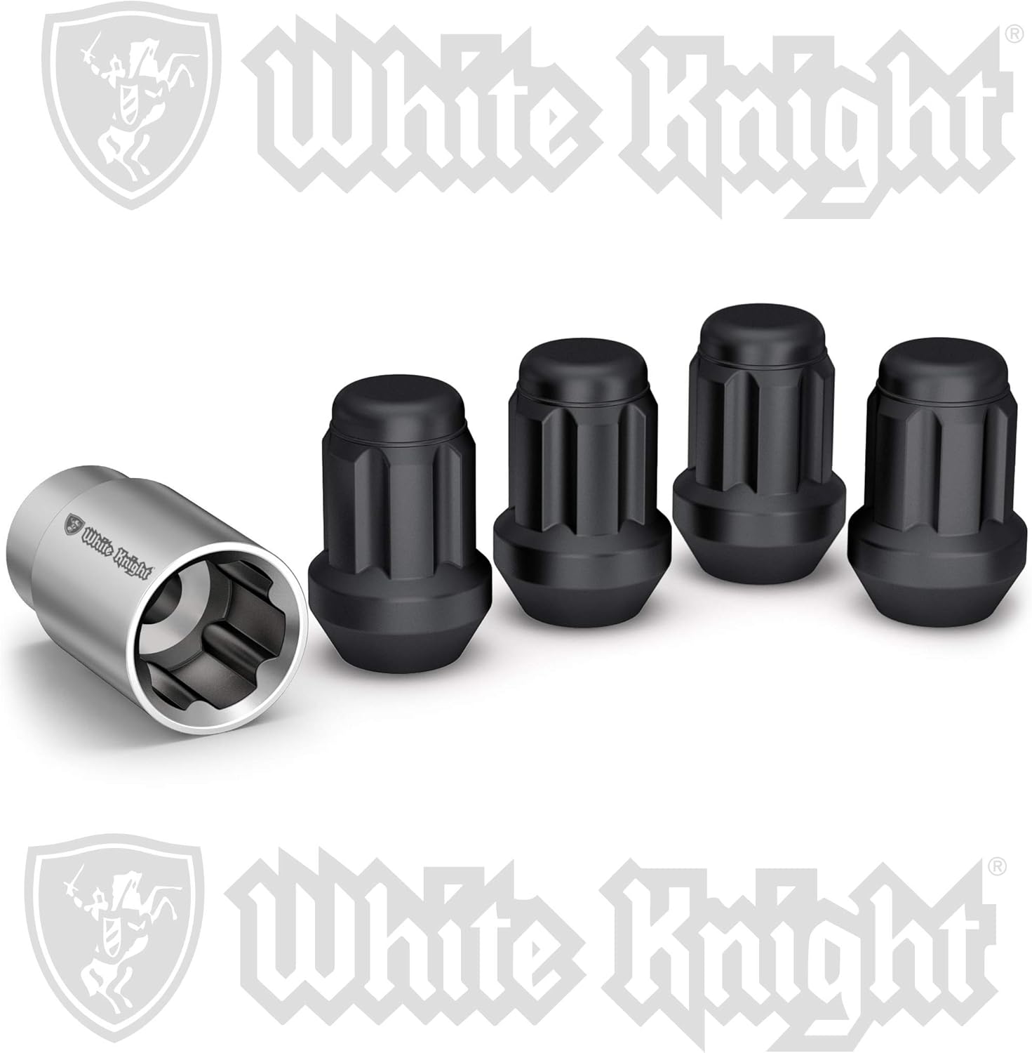 White Knight 40700SMBT Matte Black Wheel Lock, 4 Pack, 12mm x 1.50