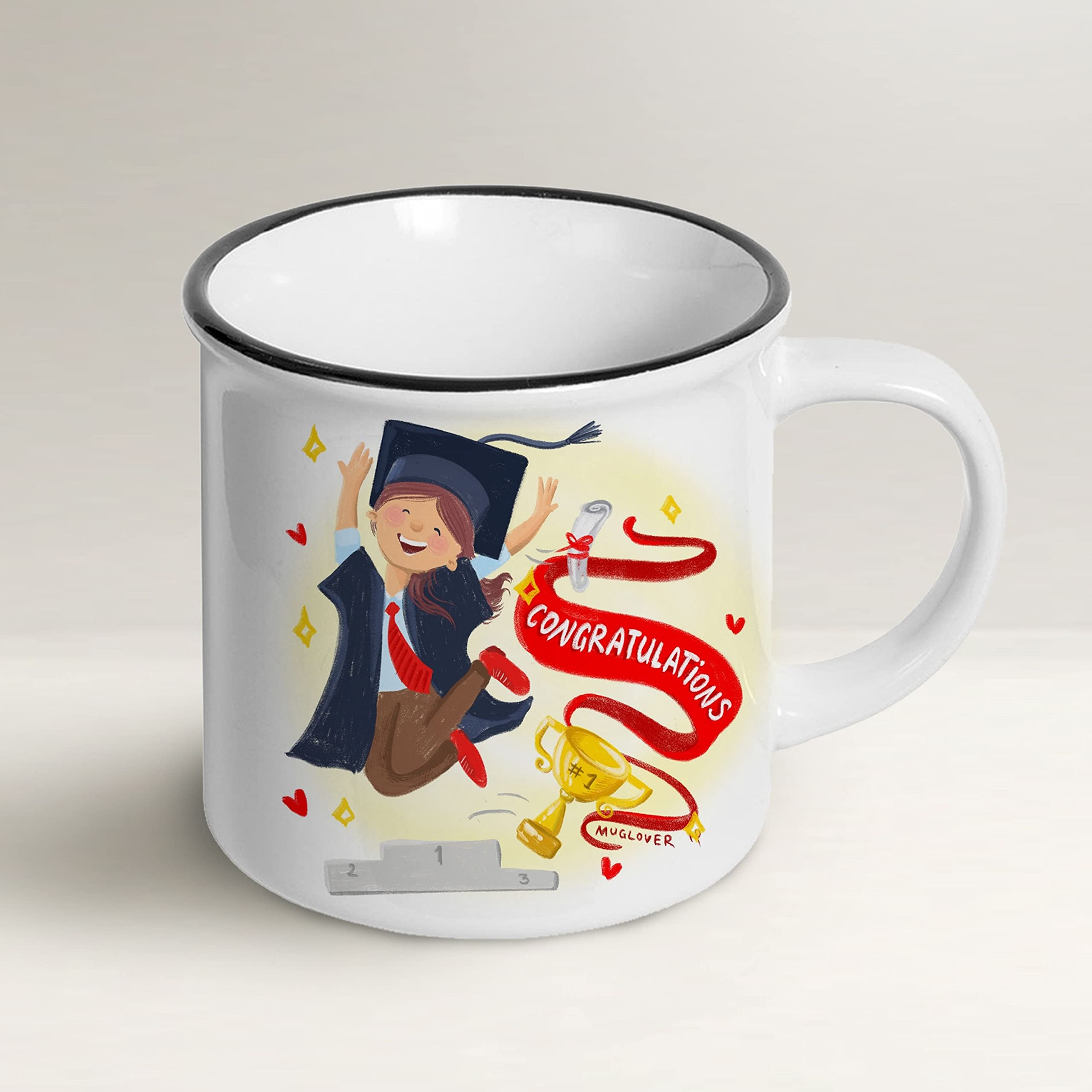 Mug Lover - Congratulations! - (Hers - ENGLISH) - Mug gift idea with envelope, greeting card and organza pouch