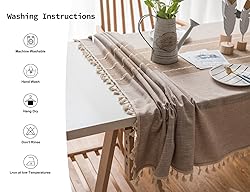 Linen Round/Square Table Cloth Waterproof Cotton