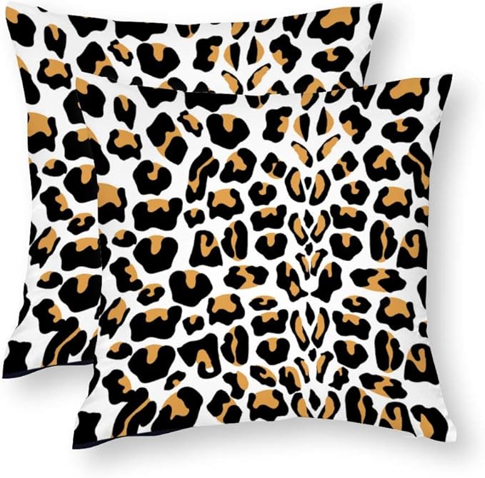 Leopard Seamless Pattern Animal Print Throw Pillow Covers 16 x 16 Set of 2 Farmhouse