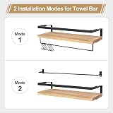 AGM Floating Shelves Wall Mounted Set of 2 with Towel Bar and Hooks view 4