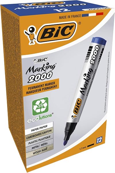 BIC Marking 2000 Permanent Marker Blue Bullet Tip 1.7mm Ref 820914 Pack 12